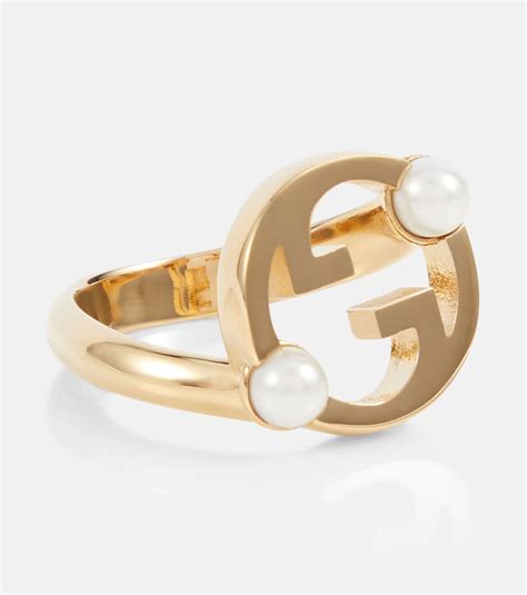 anello gucci perle|Anello Blondie Interlocking G con perle bijoux in Oro .